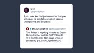 X users criticizing Felton for portraying Draco Malfoy, years after the original film series ended (Image via X/@lightningkeys)